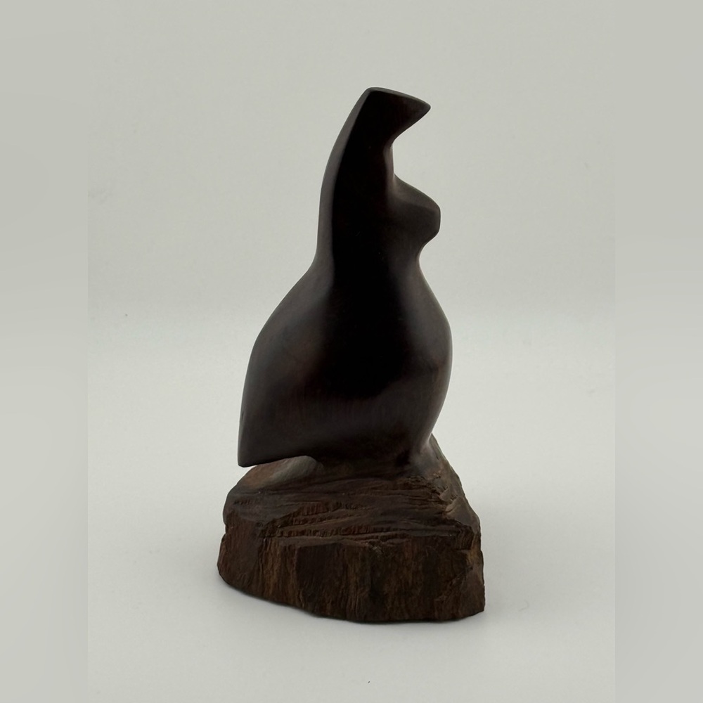 Vintage Hand Carved Wood Quail Bird Figurine Sculpture Rustic Decor